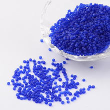 Honeyhandy 12/0 Frosted Round Glass Seed Beads, Blue, Size: about 2mm in diameter, hole:1mm, about 3304pcs/50g