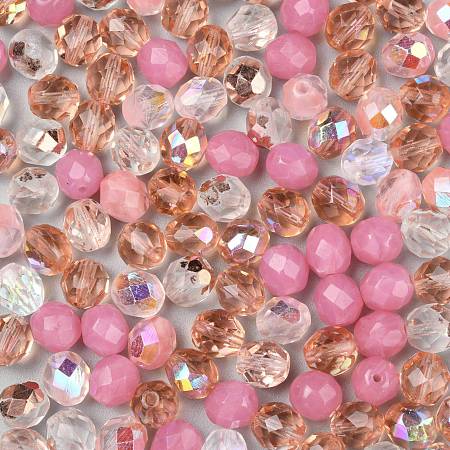 Arricraft Czech Lampwork Beads, Faceted, Ananas, Pink, 7.5~8x8mm, Hole: 1.2mm