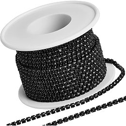 GORGECRAFT 10 Yards 2.5mm Rhinestone Chain Sparkling Crystal Rhinestone Close Claw Chain Trim for DIY Sewing Crafts Jewellery Beading Making Accessories Wedding Decoration, Black