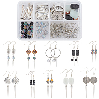 SUNNYCLUE DIY Earrings Making Kits, include Brass Earring Hooks, Alloy Beads & Linking Rings, Natural Gemstone & Glass & Freshwater Shell Beads, Antique Silver