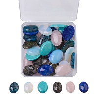 Natural & Synthetic Mixed Gemstone Cabochons, Oval, 8.2x8.2x2.7cm; 30pcs/box