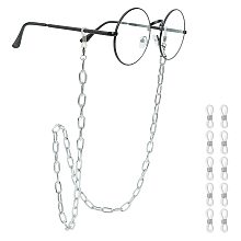 ARRICRAFT Eyeglasses Chains, Neck Strap for Eyeglasses, with Aluminum Paperclip Chains, 304 Stainless Steel Lobster Claw Clasps and Rubber Loop Ends, Platinum, 30.11 inches(76.5cm), 10pcs/box