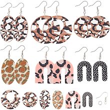 SUNNYCLUE DIY Leopard Print Pattern Earring Making Kits, Iclude Printde Cellulose Acetate(Resin) Pendants, Iron Jump Rings and Brass Earring Hooks, Mixed Color, Pendant: 12pcs/box