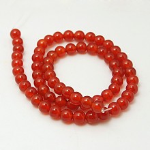 Arricraft Natural Red Agate Carnelian Beads Strands, Dyed & Heated, Grade A, Round, 8mm, Hole: 1mm, about 48pcs/strand, 15.5 inches