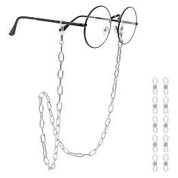 ARRICRAFT Eyeglasses Chains, Neck Strap for Eyeglasses, with Aluminum Paperclip Chains, 304 Stainless Steel Lobster Claw Clasps and Rubber Loop Ends, Platinum, 30.11 inches(76.5cm), 10pcs/box