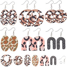 SUNNYCLUE DIY Leopard Print Pattern Earring Making Kits, Iclude Printde Cellulose Acetate(Resin) Pendants, Iron Jump Rings and Brass Earring Hooks, Mixed Color, Pendant: 12pcs/box