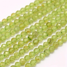 Arricraft Natural Peridot Beads Strands, Faceted, Round, 2mm, Hole: 0.5mm, about 210~220pcs/strand, 15.7 inches(40cm)