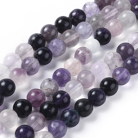 Arricraft Natural Fluorite Beads Strands, Round, 8mm, Hole: 1.2mm, about 50pcs/strand, 15.1 inches(38.5cm)