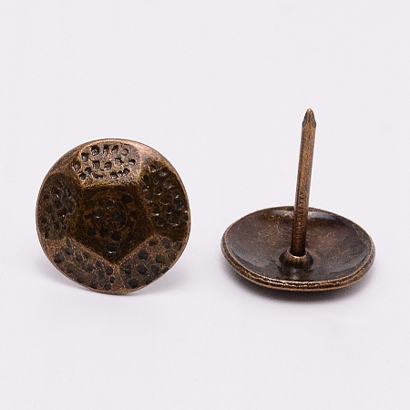 AHANDMAKER Iron Nails, Sofa Foam Nails, for Furniture Decoration, Round, Antique Bronze, 22.9x19.8mm, Pin: 1.9mm, 50pcs/box