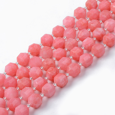 ARRICRAFT Natural Rhodochrosite Beads Strands, Round, Dyed, Faceted, 8~9x10mm, Hole: 1.2mm, about 33~35pcs/strand, 15.16inches(38.5cm)