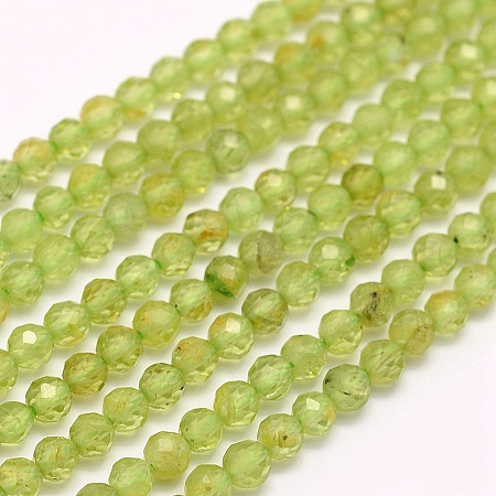 Arricraft Natural Peridot Beads Strands, Faceted, Round, 2mm, Hole: 0.5mm, about 210~220pcs/strand, 15.7 inches(40cm)