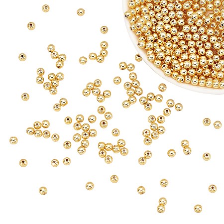 Arricraft About 552 Pcs 4mm Golden Round Stone Beads, Synthetic Hematite Beads, Gemstone Loose Beads for Bracelet Necklace Jewelry Making (Hole: 1~1.5mm)