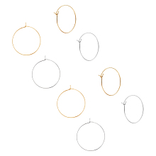 Unicraftale 304 Stainless Steel Hoop Earring Findings, Wine Glass Charms Findings, Golden & Stainless Steel Color, 21 Gauge, 25x0.7mm, 2 colors, 40pcs/color, 80pcs/box