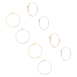 Unicraftale 304 Stainless Steel Hoop Earring Findings, Wine Glass Charms Findings, Golden & Stainless Steel Color, 21 Gauge, 25x0.7mm, 2 colors, 40pcs/color, 80pcs/box