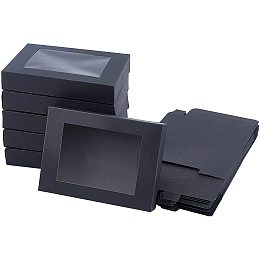 Cardboard Box, with PVC Clear Window, Rectangle, Black, 14.5x10.5x2.5cm