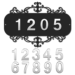 CREATCABIN Metal House Address Plaques Mailbox Personalized Modern Door Number Plaque with DIY Self-Adhesive Number European Style for Home Hotel Office Garden Decorative Wall Plaque 11.8 x 7.9 Inch