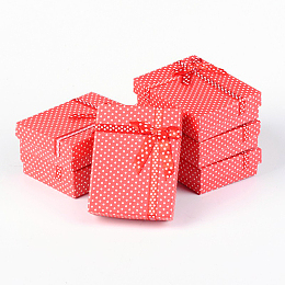 PANDAHALL ELITE Cardboard Jewelry Set Boxes, Rectangle, with Spoonge, Red, 9x7x2.6cm