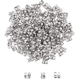 Unicraftale 304 Stainless Steel Smooth Surface Bead Tips, Calotte Ends, Clamshell Knot Cover, with Bead Container, Stainless Steel Color, 4x2mm, Hole: 1mm, about 200pcs/box