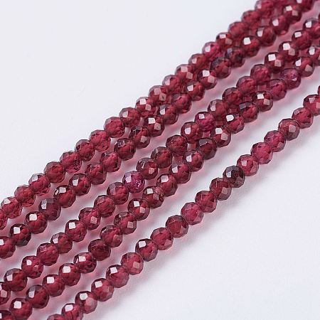 Arricraft Natural Garnet Beads Strands, Faceted, Round, 2mm, Hole: 0.5mm, about 170pcs/strand, 15.7 inches