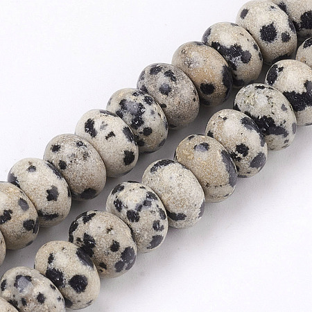 Arricraft Natural Dalmatian Jasper Beads Strands, Rondelle, 8.5~9x5mm, Hole: 1mm, about 75pcs/strand, 15.5 inches(39.5cm)
