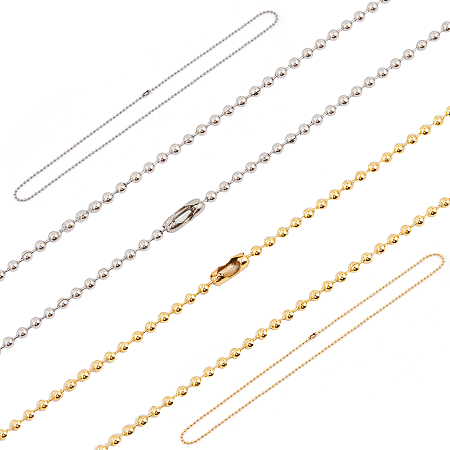 UNICRAFTALE Stainless Steel Ball Chain Necklace Making, Golden & Stainless Steel Color, 21.6 inches(55cm); 2.5mm; 2 colors, 5pcs/color, 10pcs/box