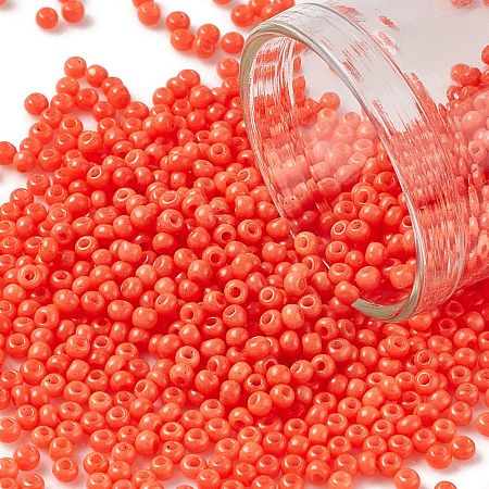 Honeyhandy 11/0 Grade A Baking Paint Glass Seed Spacer Beads, Dark Orange, 2x1.5mm, Hole: 0.7mm, about 2840pcs/50g