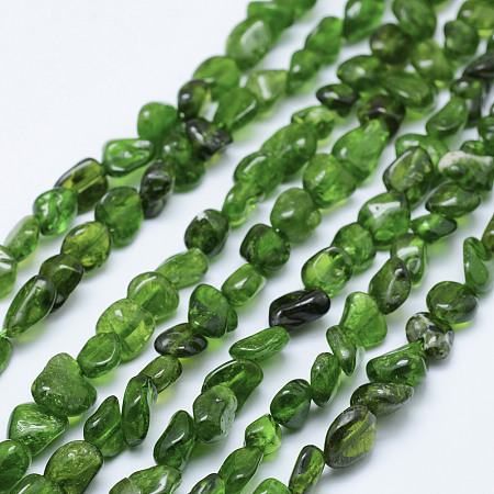 ARRICRAFT Natural Green Diopside Beads Strands, Nuggets, 5~11x5~7mm, Hole: 1mm, 15.3 inches~15.7 inches(39~40cm)