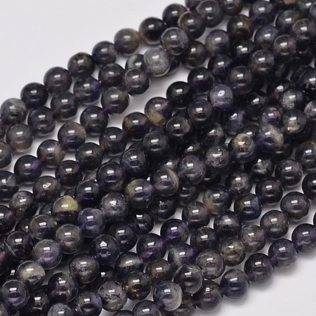 ARRICRAFT Natural Cordierite/Iolite/Dichroite Round Bead Strands, 6mm, Hole: 1mm, about 68pcs/strand, 15.5 inches