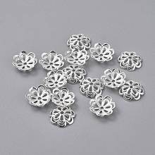 Pandahall Elite About 1000 Pcs Tibetan Style Flower Petal Bead Caps Alloy Spacer Beads for Bracelet Necklace Jewelry Making, Silver