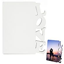 CREATCABIN Sublimation MDF Blanks Photo Frame, for Transfer Heat Press Printing Crafts, Rectangle with Word Love, White, Photo Frame: 180x150x5mm, Holder: 131x60x10mm