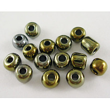 Honeyhandy 6/0 Glass Seed Beads, Iris Round, Antique Bronze, about 4mm in diameter, hole: 1mm, about 500pcs/50g