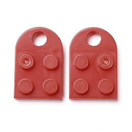 Honeyhandy Resin Pendants, Building Blocks Charms, Half Oval, Red, 23.5x15.5x5mm, Hole: 5mm