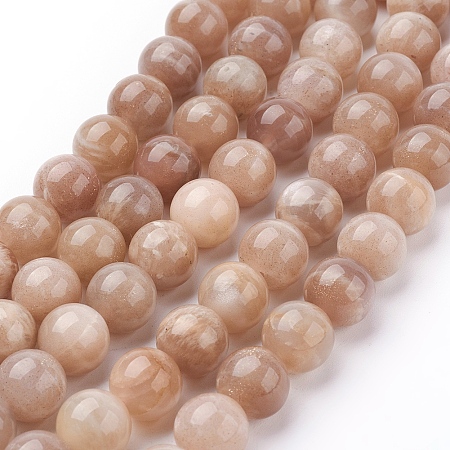 Arricraft Natural Sunstone Beads Strands, Round, Sandy Brown, 10mm, Hole: 1mm