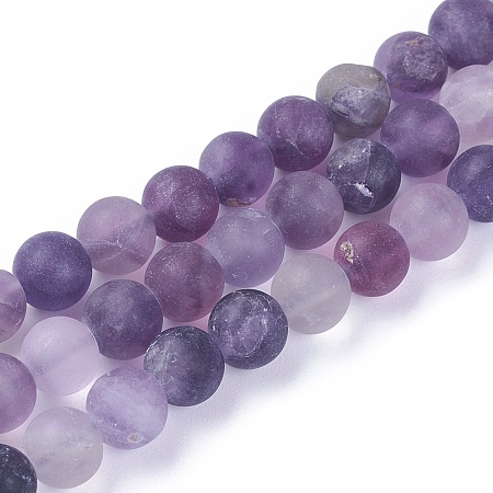 Arricraft Natural Fluorite Beads Strands, Frosted, Round, 6mm, Hole: 0.8mm, about 62~63pcs/strand, 14.7~15.1 inches(37.5~38.5cm)