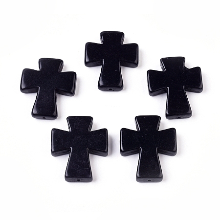 Arricraft Synthetic Turquoise Beads, Dyed, Cross, Black, 35x30x7mm, Hole: 1mm