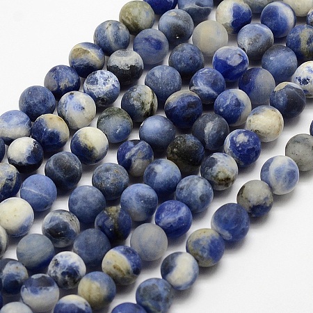 ARRICRAFT Natural Sodalite Beads Strands, Frosted, Round, Dyed, 6mm, Hole: 1mm, about 60pcs/strand, 15.3 inches(39cm)