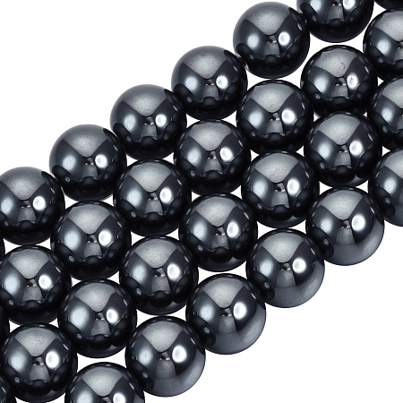 Olycraft Non-magnetic Synthetic Hematite Beads Strands, Grade A, Round, 8mm, Hole: 1mm; about 50pcs/strand, 15.5 inches