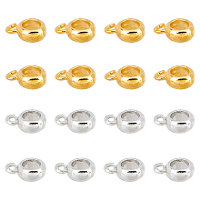 Brass Hanger Links, Bail Beads For European Chains, Rondelle, Mixed Color, 11.5x8x4mm, Hole: 2mm, Inner Diameter: 5mm; 40pcs/box