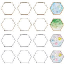 Olycraft Brass Linking Rings, Hexagon, Platinum & Golden, 22x22.5x1mm; 160pcs/box