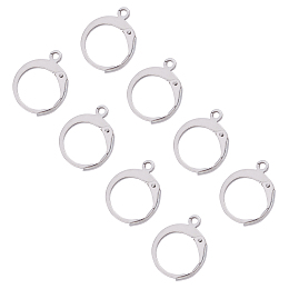 Unicraftale 304 Stainless Steel Leverback Earring Findings, with Loop, Stainless Steel Color, 15x12x2mm; Inner diameter: 10mm; 50pcs/box