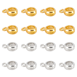 Brass Hanger Links, Bail Beads For European Chains, Rondelle, Mixed Color, 11.5x8x4mm, Hole: 2mm, Inner Diameter: 5mm; 40pcs/box