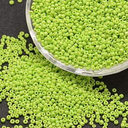 Honeyhandy 6/0 Glass Seed Beads, Grade A, Round, Opaque Colours, Green Yellow, 3.6~4.0mm, Hole: 1.2mm, about 500pcs/50g