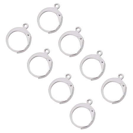 Unicraftale 304 Stainless Steel Leverback Earring Findings, with Loop, Stainless Steel Color, 15x12x2mm; Inner diameter: 10mm; 50pcs/box