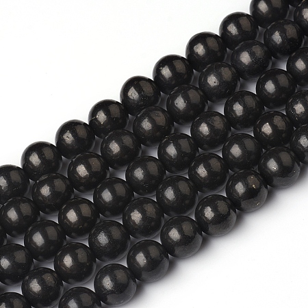 ARRICRAFT Nature Shungite Beads Strands, Round, 4mm, Hole: 0.8mm, about 98pcs/Strand, 15.55 inches(39.5cm)