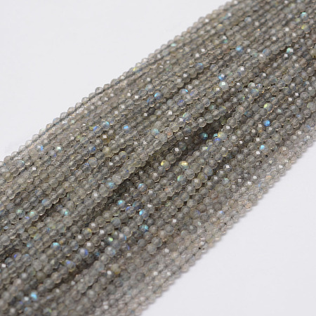ARRICRAFT Natural Black Labradorite Beads Strands, Round, Faceted, 2.25mm, Hole: 0.5mm, about 140pcs/strand, 12.5 inches(32cm)