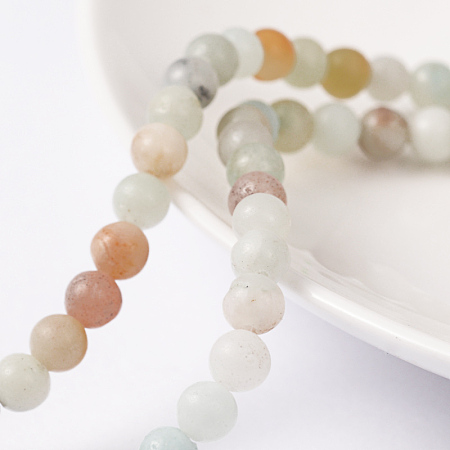 Arricraft Natural Amazonite Beads Strands, Round, 4mm, Hole: 0.8mm, about 89pcs/strand, 15 inches