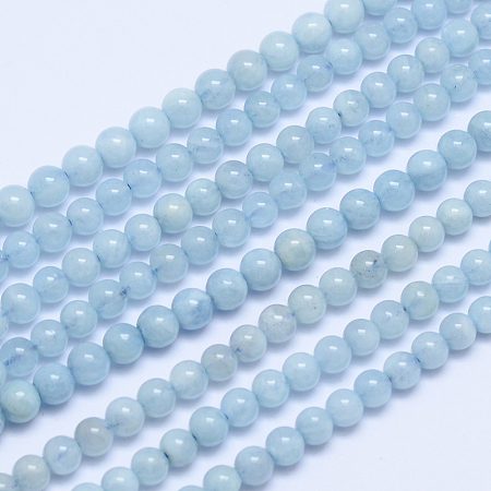 ARRICRAFT Grade A Natural Aquamarine Round Bead Strands, 4mm, Hole: 1mm, about 87pcs/strand, 15.5 inches