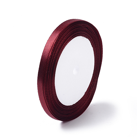 Honeyhandy Garment Accessories 1/4 inch(6mm) Satin Ribbon, Dark Red, 25yards/roll(22.86m/roll)