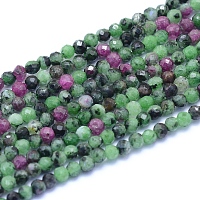 ARRICRAFT Natural Ruby in Zoisite Beads Strands, Faceted, Round, 3mm, Hole: 0.6mm, about 129pcs/strand, 15.16 inches(38.5cm)