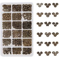 PandaHall Elite 540pcs 18 Styles Antique Bronze Tibetan Style Alloy Spacer Beads Jewelry Findings Accessories for Bracelet Necklace Jewelry Making
